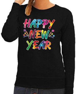 Bellatio Decorations Oud en nieuw trui / sweater Happy New Year zwart voor dames 2XL (44)