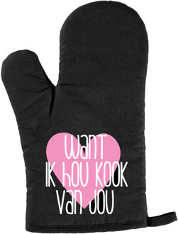 Bellatio Decorations Ovenwant voor volwassenen - want ik hou kook van jouw - zwart - verjaardag - cadeau