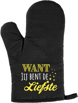 Bellatio Decorations Ovenwant voor volwassenen - want jij bent de liefste - zwart - verjaardag - cadeau