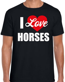 Bellatio Decorations Paarden t-shirt I love my horses / Ik hou van mijn paarden - zwart voor heren