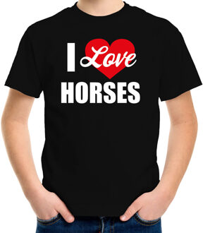 Bellatio Decorations Paarden t-shirt I love my horses / Ik hou van mijn paarden - zwart voor kinderen 110-116 (XS)