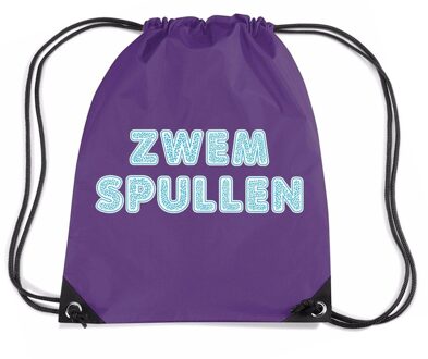 Bellatio Decorations Paars nylon rugzakje voor zwemles - Gymtasje - zwemtasje