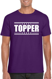 Bellatio Decorations Paars Topper shirt met witte letters heren