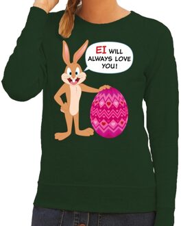 Bellatio Decorations Paas sweater Ei will always love you groen voor dames 2XL