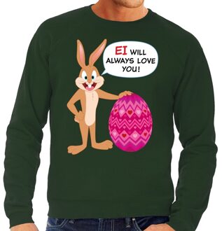 Bellatio Decorations Paas sweater Ei will always love you groen voor heren 2XL