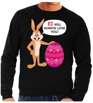 Bellatio Decorations Paas sweater Ei will always love you zwart voor heren 2XL