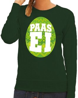 Bellatio Decorations Paas sweater groen met fel groen ei voor dames 2XL