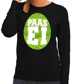 Bellatio Decorations Paas sweater zwart met groen ei voor dames 2XL