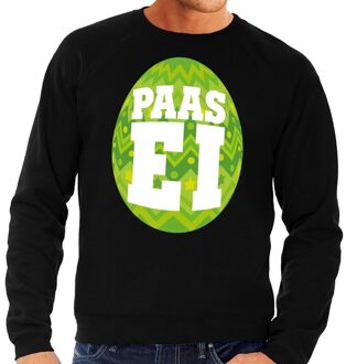 Bellatio Decorations Paas sweater zwart met groen ei voor heren 2XL