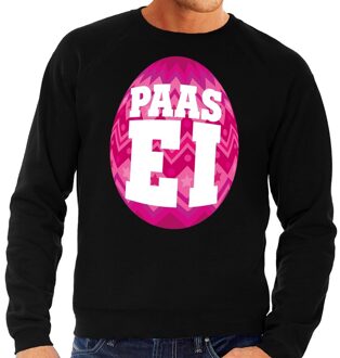 Bellatio Decorations Paas sweater zwart met roze ei voor heren 2XL