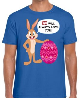 Bellatio Decorations Paas t-shirt Ei will always love you blauw voor heren XL
