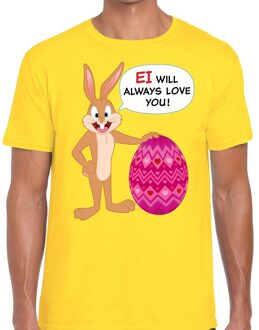 Bellatio Decorations Paas t-shirt Ei will always love you geel voor heren