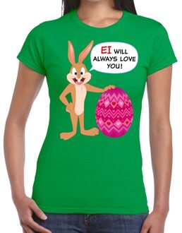 Bellatio Decorations Paas t-shirt Ei will always love you groen voor dames 2XL