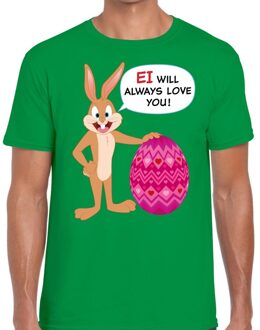 Bellatio Decorations Paas t-shirt Ei will always love you groen voor heren 2XL