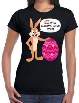 Bellatio Decorations Paas t-shirt Ei will always love you zwart voor dames 2XL