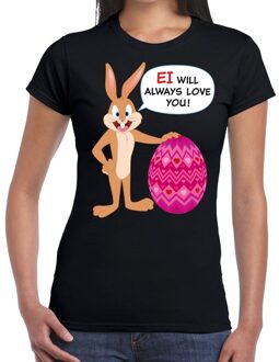 Bellatio Decorations Paas t-shirt Ei will always love you zwart voor dames