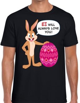 Bellatio Decorations Paas t-shirt Ei will always love you zwart voor heren 2XL