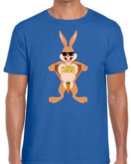 Bellatio Decorations Paas t-shirt stoere paashaas blauw voor heren M