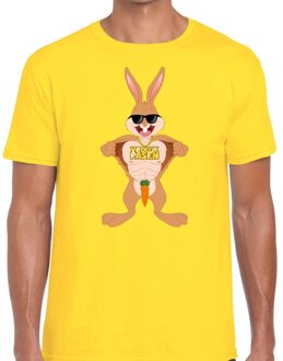 Bellatio Decorations Paas t-shirt stoere paashaas geel voor heren S