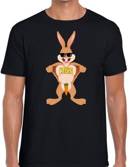 Bellatio Decorations Paas t-shirt stoere paashaas zwart voor heren S