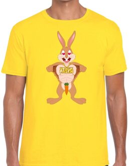 Bellatio Decorations Paas t-shirt verliefde paashaas geel voor heren XL
