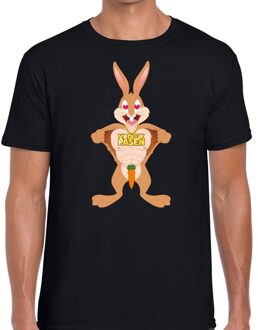 Bellatio Decorations Paas t-shirt verliefde paashaas zwart voor heren XL