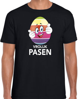 Bellatio Decorations Paasei met duimen schuin omhoog vrolijk Pasen t-shirt zwart voor heren - Paas kleding / outfit
