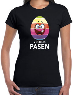 Bellatio Decorations Paasei vrolijk Pasen t-shirt / shirt - zwart - dames - Paas kleding / outfit XL