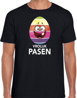 Bellatio Decorations Paasei vrolijk Pasen t-shirt / shirt - zwart - heren - Paas kleding / outfit M