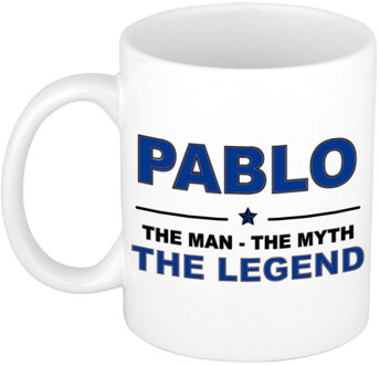 Bellatio Decorations Pablo cadeau mok - man myth legend - naam koffiemok / beker - wit en blauw - 300 ml