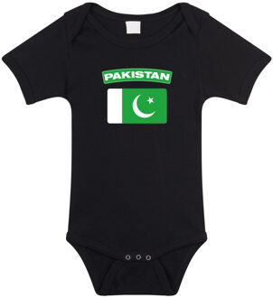 Bellatio Decorations Pakistan landen rompertje met vlag zwart voor babys 56 (1-2 maanden)