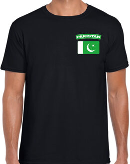 Bellatio Decorations Pakistan landen shirt met vlag zwart voor heren - borst bedrukking 2XL