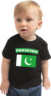 Bellatio Decorations Pakistan landen shirtje met vlag zwart voor babys 62 (1-3 maanden)