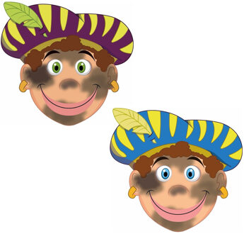 Bellatio Decorations Pakket van 6x stuks roetveeg Pieten uitknip knutsel maskers 26 x 27 cm