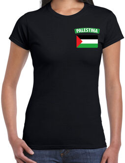 Bellatio Decorations Palestina landen shirt met vlag zwart voor dames - borst bedrukking 2XL