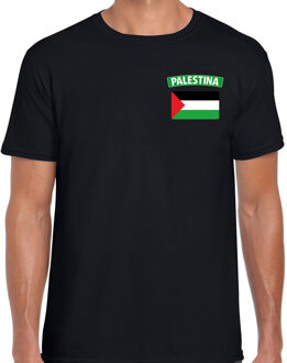 Bellatio Decorations Palestina t-shirt met vlag - zwart - op borst vlag - voor heren - landen M