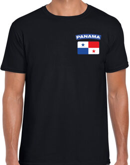 Bellatio Decorations Panama t-shirt met vlag zwart op borst voor heren L