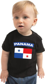 Bellatio Decorations Panama t-shirt met vlag zwart voor babys 74 (5-9 maanden)