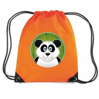 Bellatio Decorations Panda dieren trekkoord rugzak / gymtas oranje voor kinderen - Gymtasje - zwemtasje