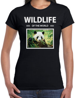 Bellatio Decorations Panda t-shirt met dieren foto wildlife of the world zwart voor dames