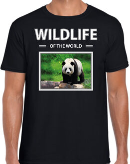 Bellatio Decorations Panda t-shirt met dieren foto wildlife of the world zwart voor heren