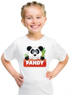 Bellatio Decorations Pandy de panda t-shirt wit voor kinderen - unisex - pandabeer shirt L (146-152)