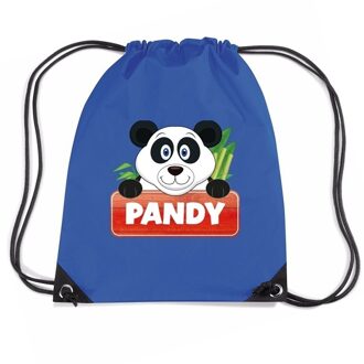 Bellatio Decorations Pandy de Panda trekkoord rugzak / gymtas blauw voor kinderen - Gymtasje - zwemtasje