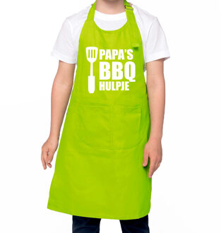 Bellatio Decorations Papa BBQ hulpje - schort - voor kinderen - groen - voor jongens en meisjes - keukenschort Lime