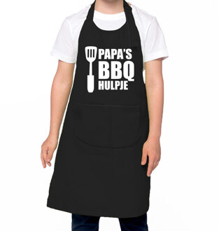 Bellatio Decorations Papa BBQ hulpje - schort - voor kinderen - zwart - voor jongens en meisjes - keukenschort