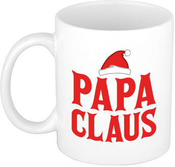 Bellatio Decorations Papa Claus koffiemok / theebeker kerstcadeau vader 300 ml - Bekers Wit