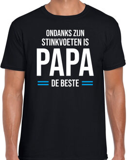 Bellatio Decorations Papa de beste - t-shirt zwart voor heren - papa kado shirt / vaderdag cadeau 2XL