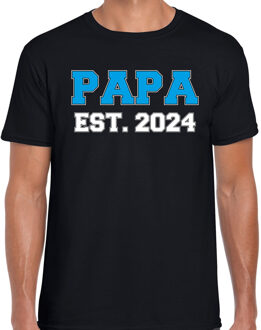 Bellatio Decorations Papa est 2024 t-shirt zwart voor heren - Aanstaande vader/ papa cadeau