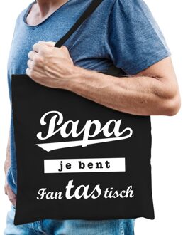 Bellatio Decorations Papa fantastisch cadeau tas zwart katoen - Feest Boodschappentassen