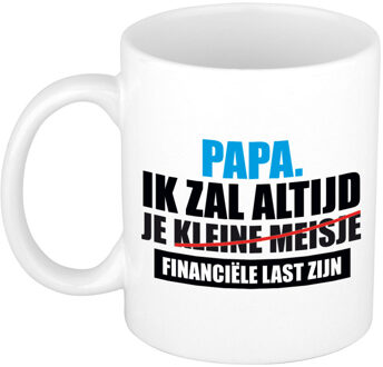 Bellatio Decorations Papa financiele last mok / beker wit 300 ml - Cadeau mokken - Vaderdag - feest mokken